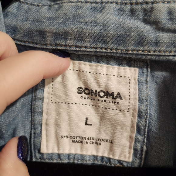 Sonoma Chambray Popover Top Size L Casual Lightweight Blouse - Picture 4 of 4